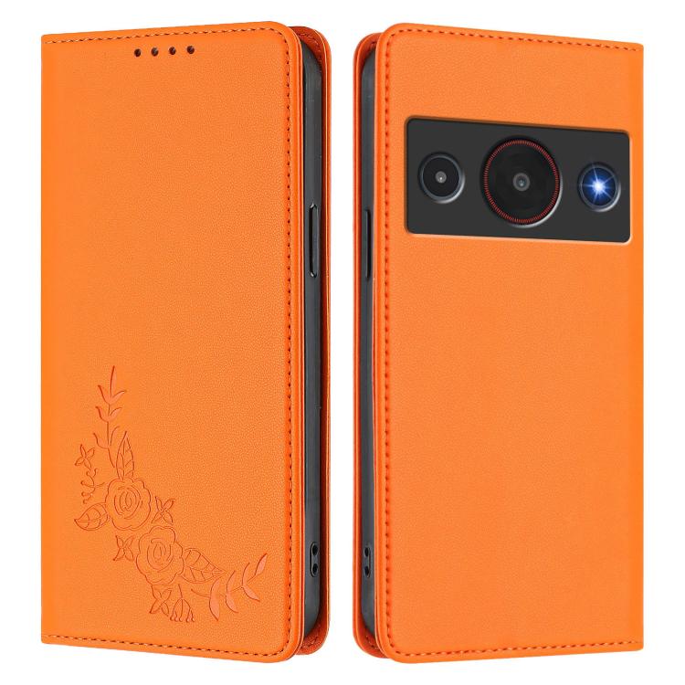 For ZTE Blade A75 Pro / Telstra T-Elite 5G Peony Embossed Magnetic RFID Vegan Leather Phone Case
