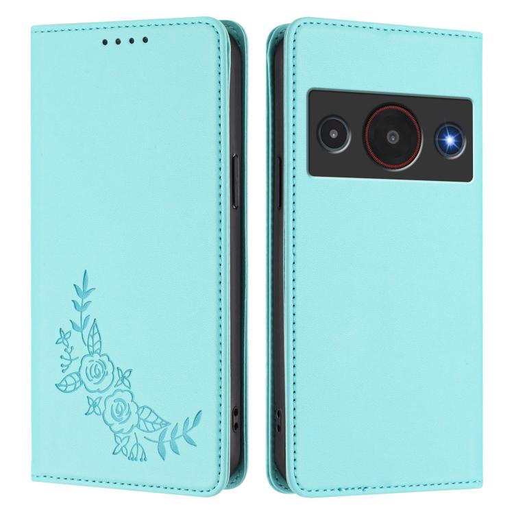 For ZTE Blade A75 Pro / Telstra T-Elite 5G Peony Embossed Magnetic RFID Vegan Leather Phone Case