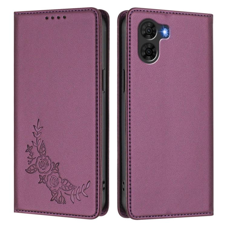 For ZTE nubia S2 A504ZT Peony Embossed Magnetic RFID Vegan Leather Phone Case
