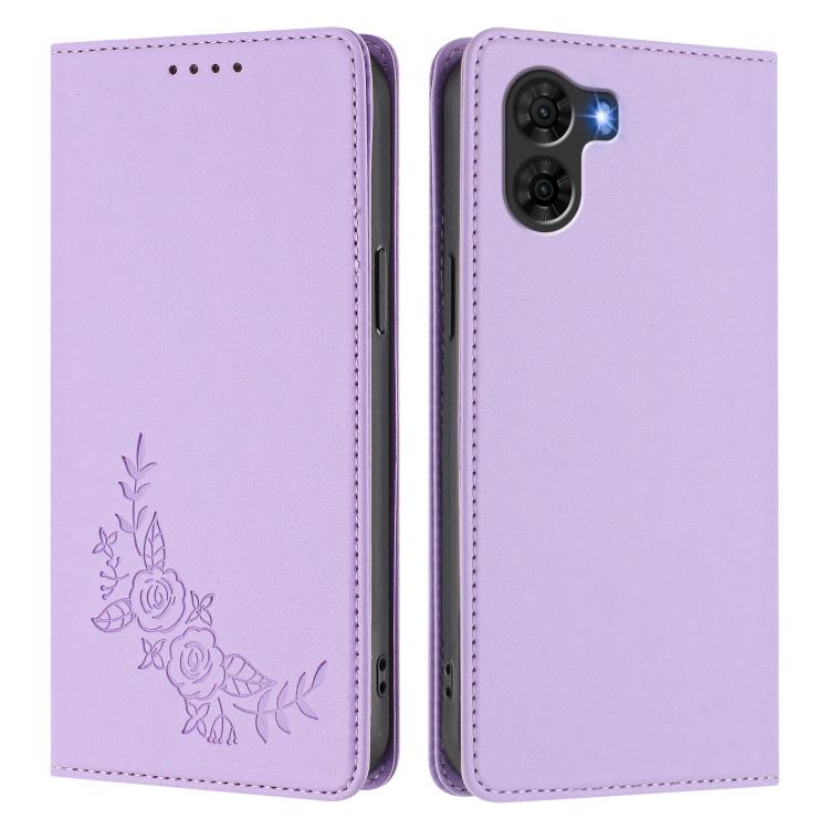 For ZTE nubia S2 A504ZT Peony Embossed Magnetic RFID Vegan Leather Phone Case
