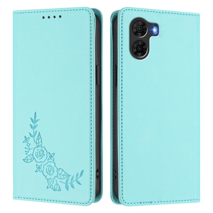 For ZTE nubia S2 A504ZT Peony Embossed Magnetic RFID Vegan Leather Phone Case