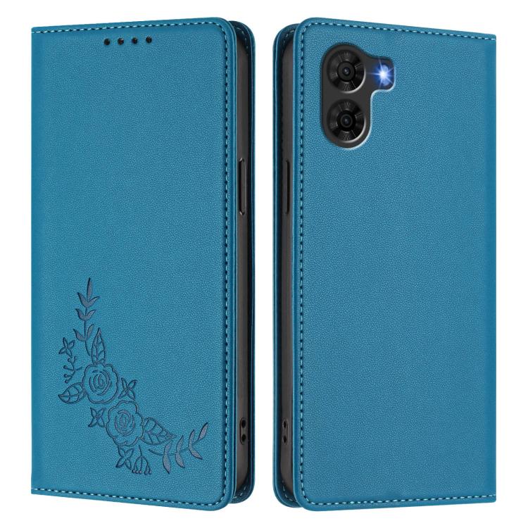 For ZTE nubia S2 A504ZT Peony Embossed Magnetic RFID Vegan Leather Phone Case