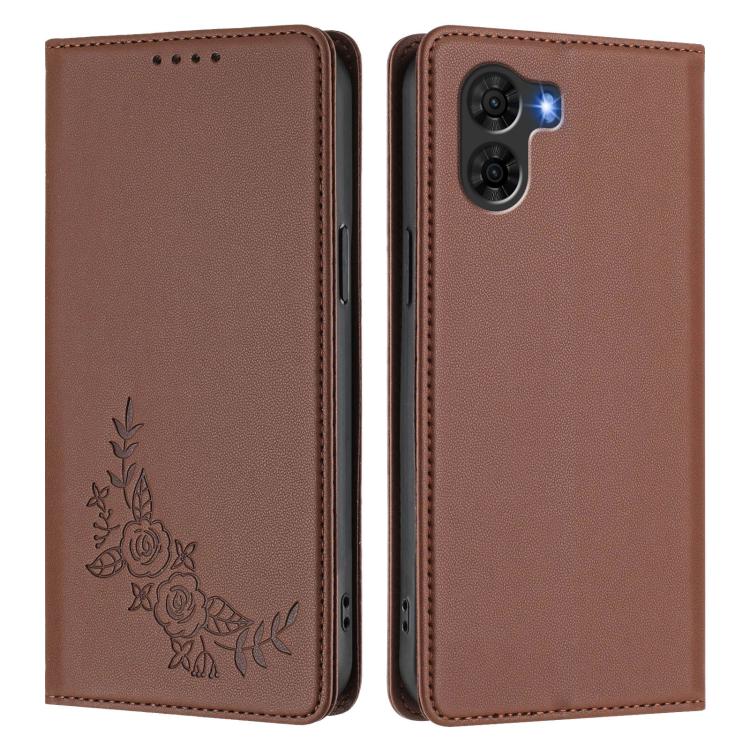 For ZTE nubia S2 A504ZT Peony Embossed Magnetic RFID Vegan Leather Phone Case