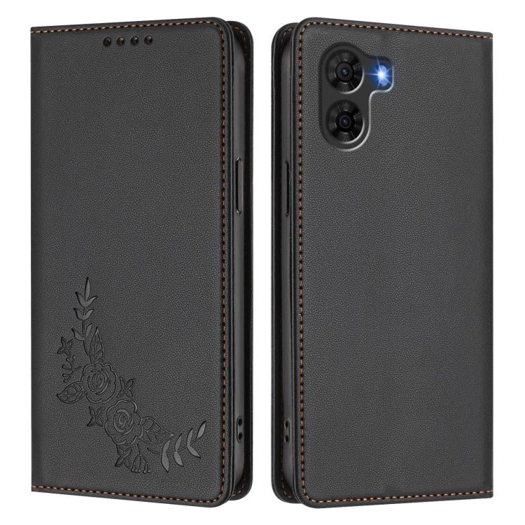 For ZTE nubia S2 A504ZT Peony Embossed Magnetic RFID Vegan Leather Phone Case