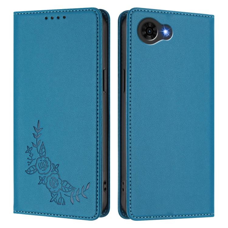 For ZTE nubia S2e A597ZT / S2R / S2 Lite Peony Embossed Magnetic RFID Vegan Leather Phone Case