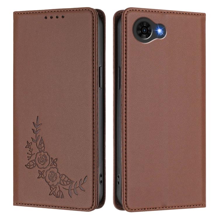 For ZTE nubia S2e A597ZT / S2R / S2 Lite Peony Embossed Magnetic RFID Vegan Leather Phone Case