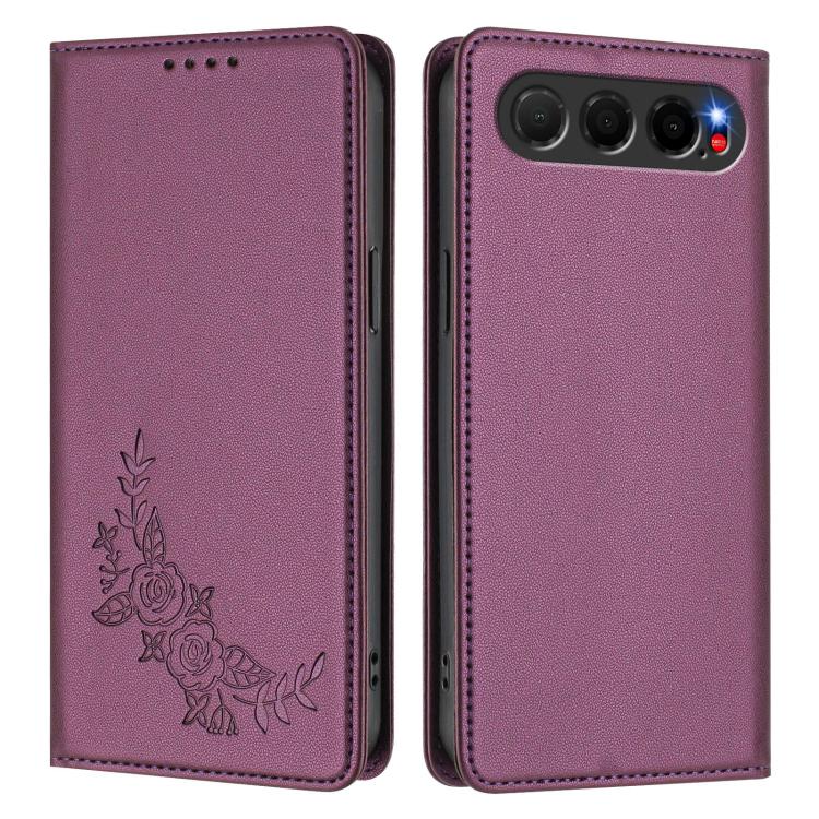 For ZTE nubia Air 5G Peony Embossed Magnetic RFID Vegan Leather Phone Case