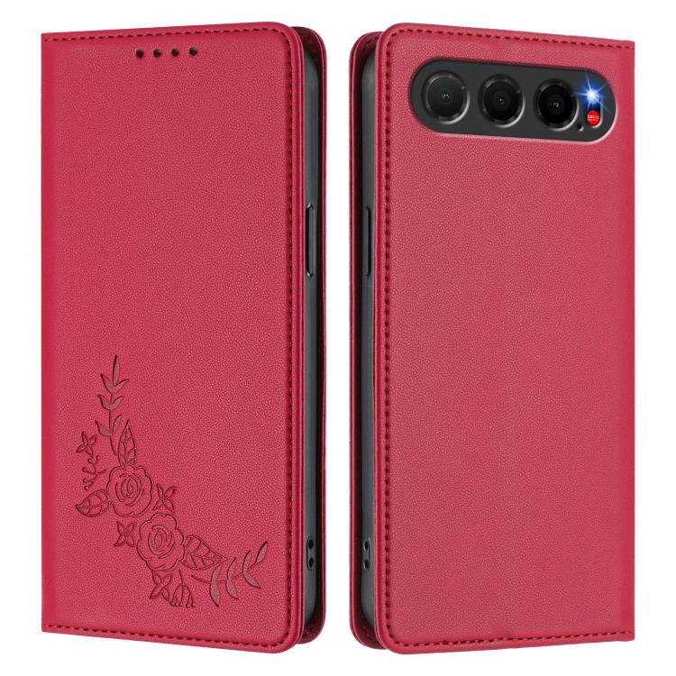 For ZTE nubia Air 5G Peony Embossed Magnetic RFID Vegan Leather Phone Case