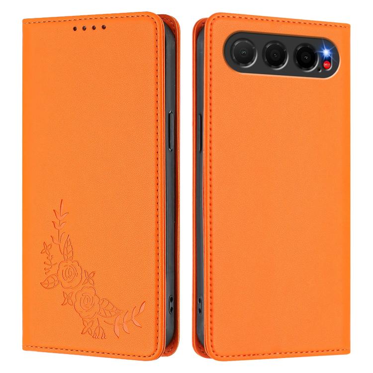 For ZTE nubia Air 5G Peony Embossed Magnetic RFID Vegan Leather Phone Case