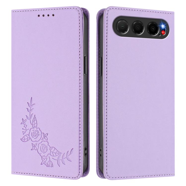 For ZTE nubia Air 5G Peony Embossed Magnetic RFID Vegan Leather Phone Case