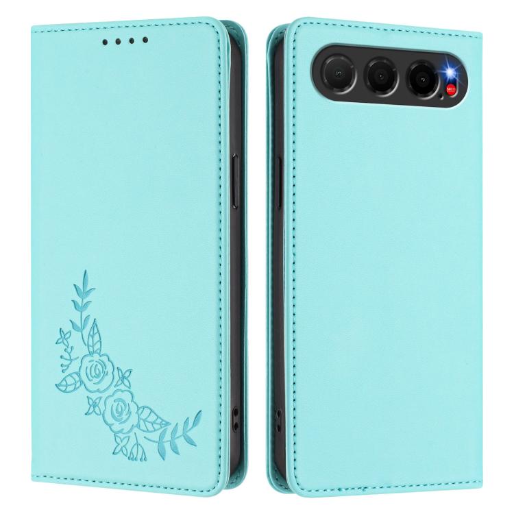 For ZTE nubia Air 5G Peony Embossed Magnetic RFID Vegan Leather Phone Case