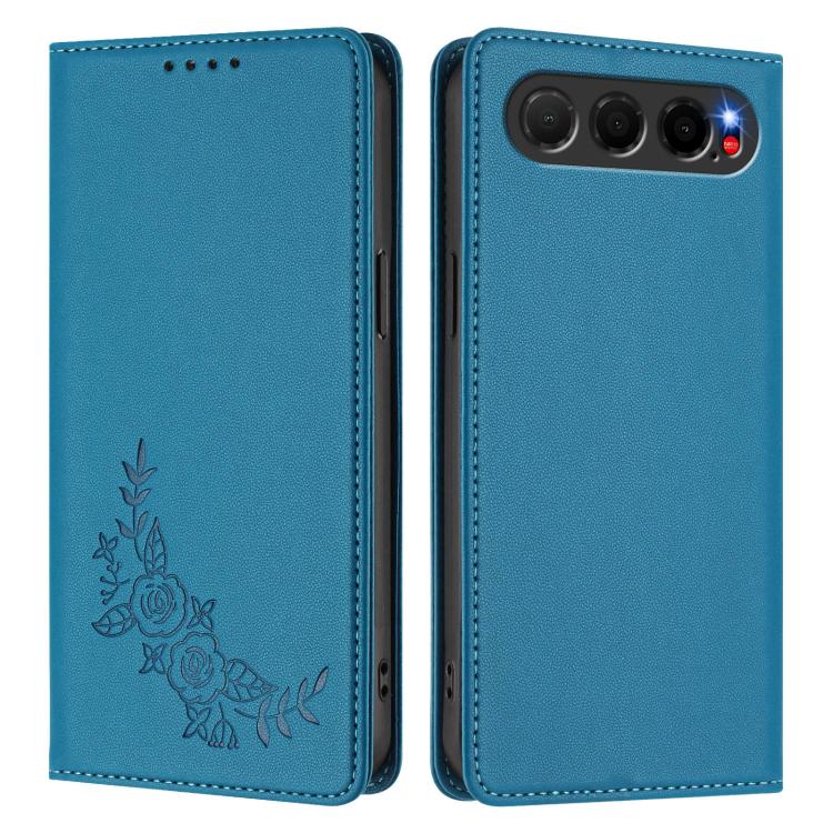 For ZTE nubia Air 5G Peony Embossed Magnetic RFID Vegan Leather Phone Case