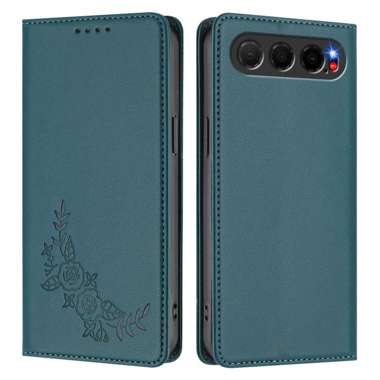 For ZTE nubia Air 5G Peony Embossed Magnetic RFID Vegan Leather Phone Case