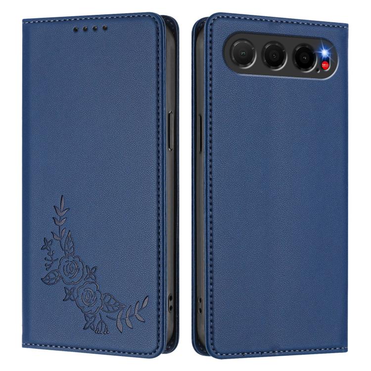 For ZTE nubia Air 5G Peony Embossed Magnetic RFID Vegan Leather Phone Case