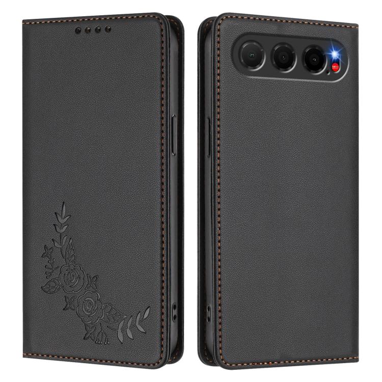 For ZTE nubia Air 5G Peony Embossed Magnetic RFID Vegan Leather Phone Case