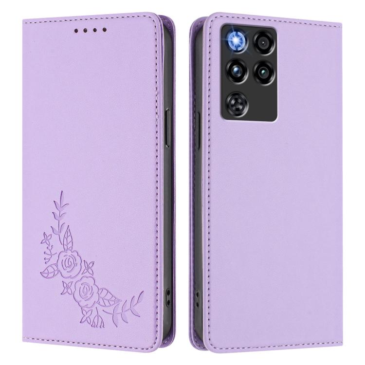 For ZTE nubia RedMagic 11 Pro / 11 Pro+ Peony Embossed Magnetic RFID Vegan Leather Phone Case