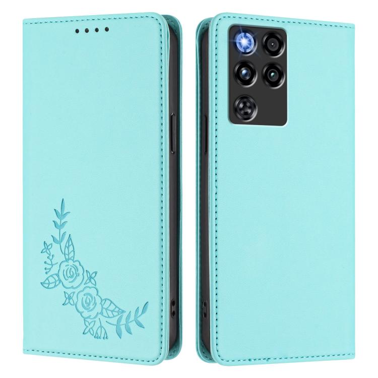 For ZTE nubia RedMagic 11 Pro / 11 Pro+ Peony Embossed Magnetic RFID Vegan Leather Phone Case