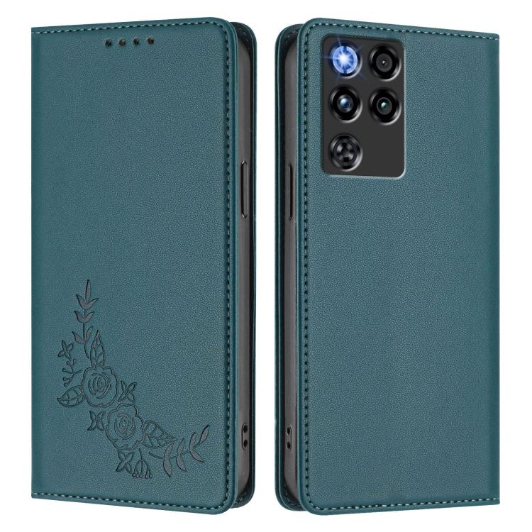 For ZTE nubia RedMagic 11 Pro / 11 Pro+ Peony Embossed Magnetic RFID Vegan Leather Phone Case