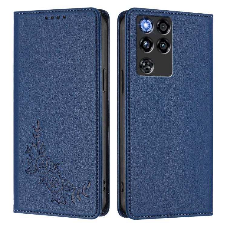 For ZTE nubia RedMagic 11 Pro / 11 Pro+ Peony Embossed Magnetic RFID Vegan Leather Phone Case