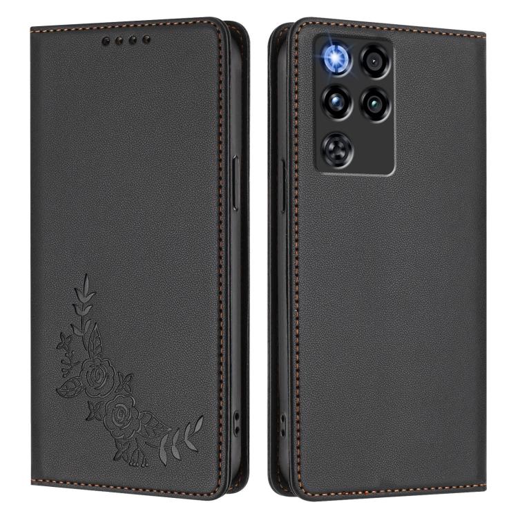 For ZTE nubia RedMagic 11 Pro / 11 Pro+ Peony Embossed Magnetic RFID Vegan Leather Phone Case