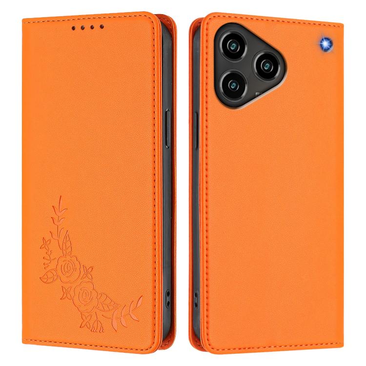 For ZTE Blade A76 4G Peony Embossed Magnetic RFID Vegan Leather Phone Case