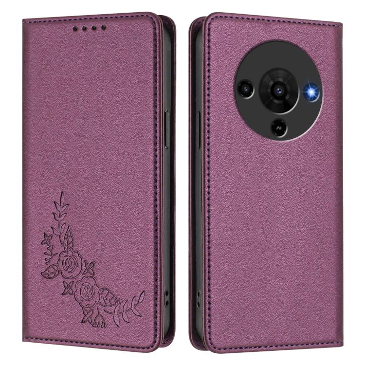 For ZTE Blade A76 5G Peony Embossed Magnetic RFID Vegan Leather Phone Case