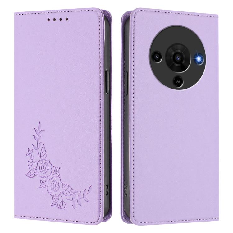 For ZTE Blade A76 5G Peony Embossed Magnetic RFID Vegan Leather Phone Case