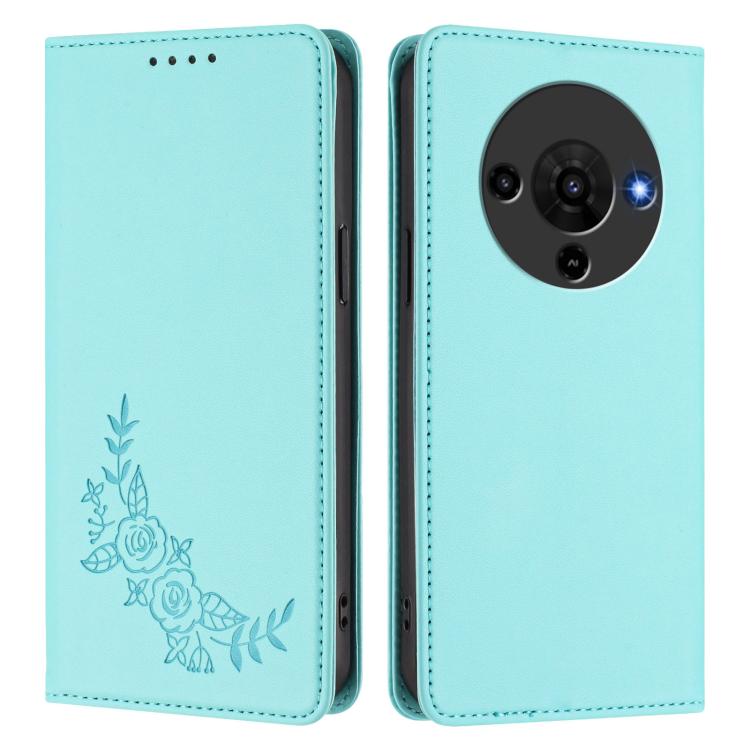 For ZTE Blade A76 5G Peony Embossed Magnetic RFID Vegan Leather Phone Case