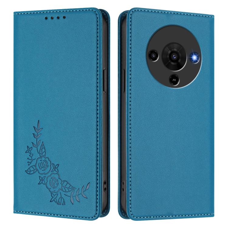 For ZTE Blade A76 5G Peony Embossed Magnetic RFID Vegan Leather Phone Case