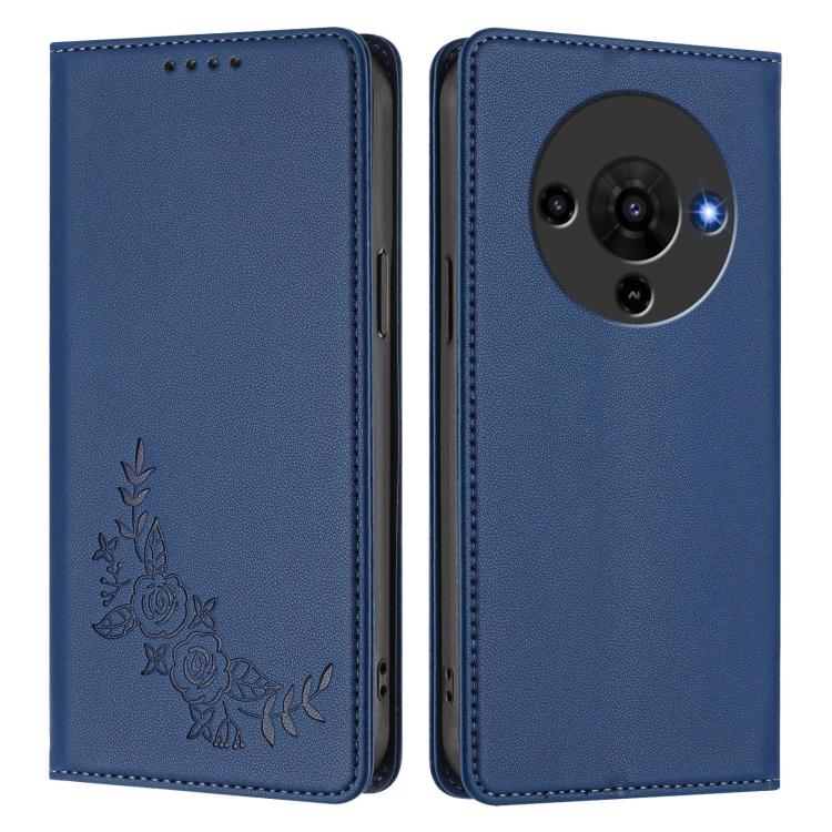 For ZTE Blade A76 5G Peony Embossed Magnetic RFID Vegan Leather Phone Case
