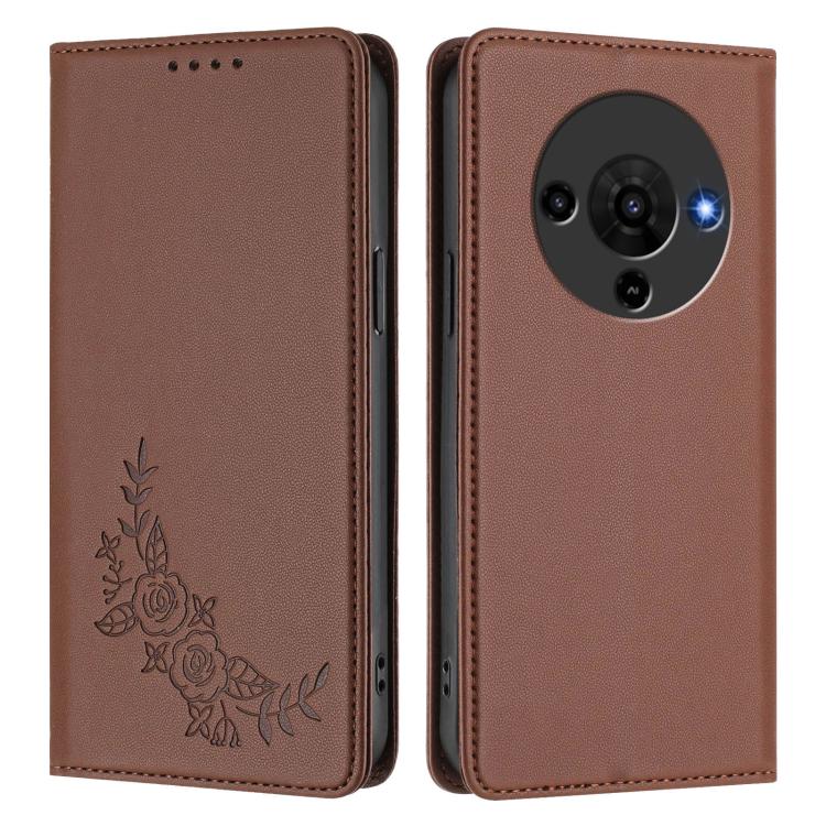 For ZTE Blade A76 5G Peony Embossed Magnetic RFID Vegan Leather Phone Case