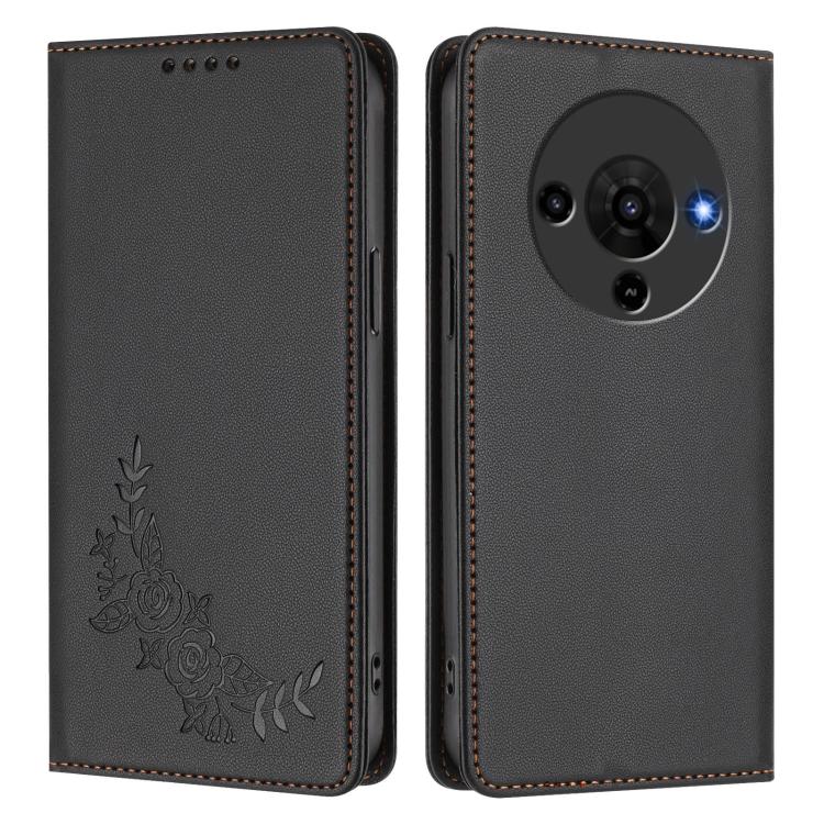 For ZTE Blade A76 5G Peony Embossed Magnetic RFID Vegan Leather Phone Case