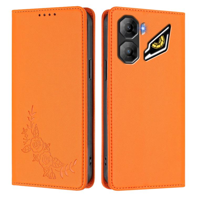 For ZTE nubia Neo 3 Peony Embossed Magnetic RFID Vegan Leather Phone Case