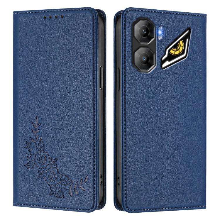 For ZTE nubia Neo 3 Peony Embossed Magnetic RFID Vegan Leather Phone Case