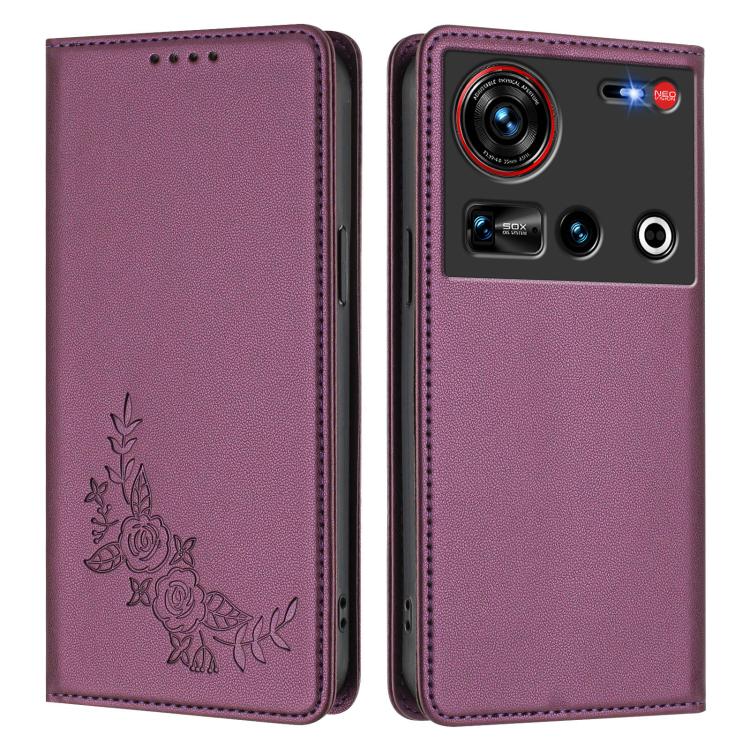 For ZTE nubia Z70 Ultra / Z70S Ultra Peony Embossed Magnetic RFID Vegan Leather Phone Case