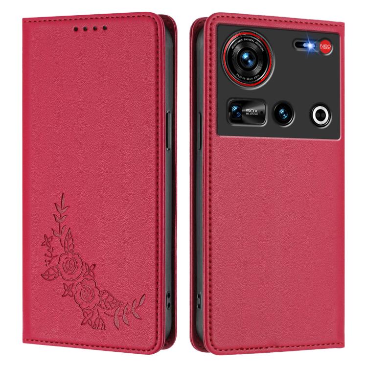 For ZTE nubia Z70 Ultra / Z70S Ultra Peony Embossed Magnetic RFID Vegan Leather Phone Case