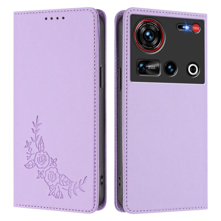 For ZTE nubia Z70 Ultra / Z70S Ultra Peony Embossed Magnetic RFID Vegan Leather Phone Case
