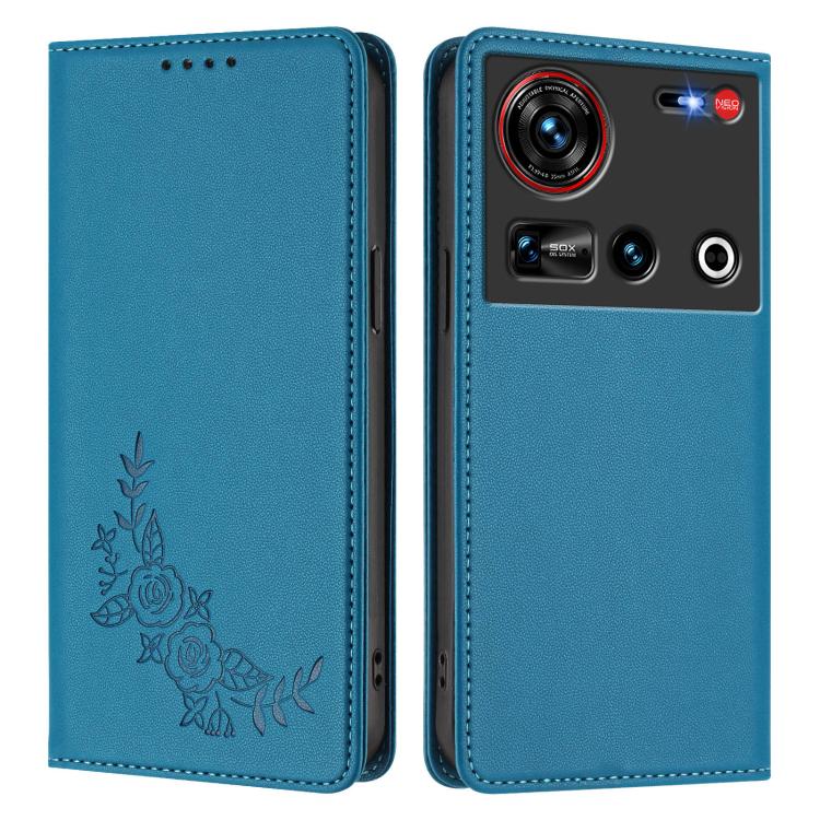 For ZTE nubia Z70 Ultra / Z70S Ultra Peony Embossed Magnetic RFID Vegan Leather Phone Case