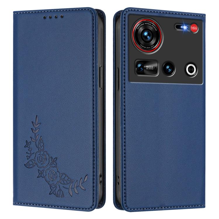 For ZTE nubia Z70 Ultra / Z70S Ultra Peony Embossed Magnetic RFID Vegan Leather Phone Case