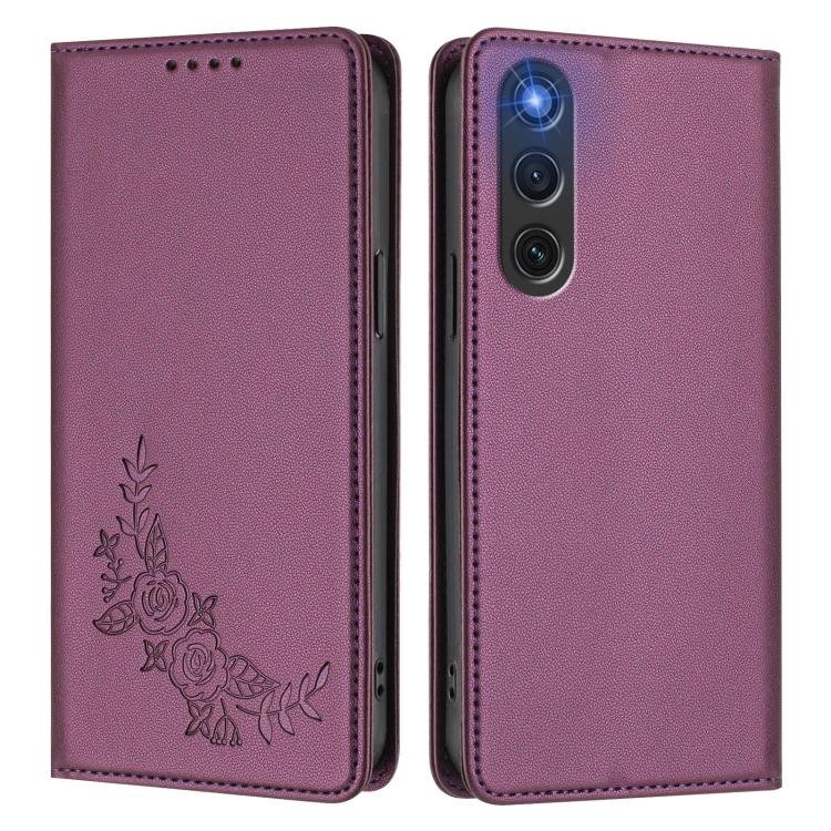 For ZTE nubia RedMagic 10 Air Peony Embossed Magnetic RFID Vegan Leather Phone Case