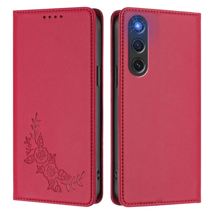 For ZTE nubia RedMagic 10 Air Peony Embossed Magnetic RFID Vegan Leather Phone Case