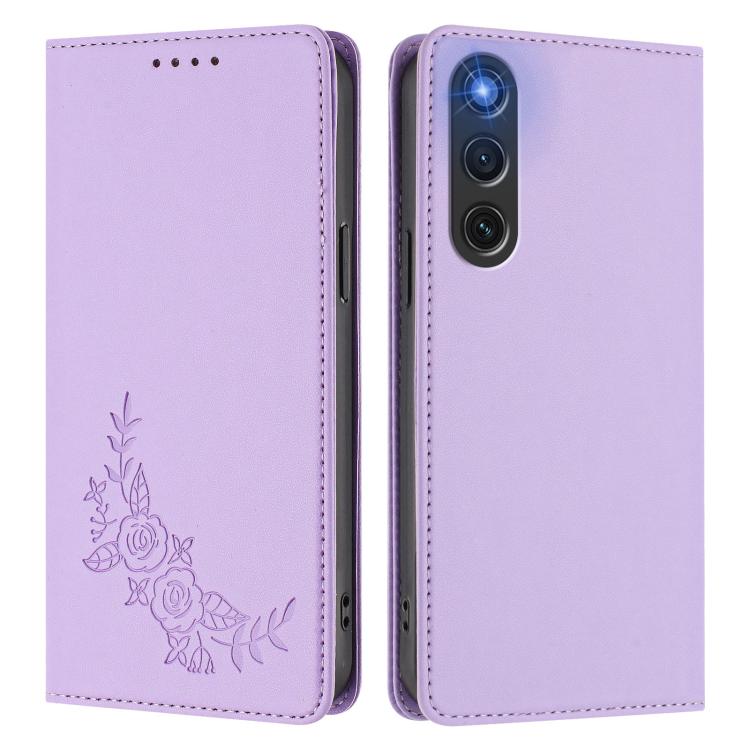 For ZTE nubia RedMagic 10 Air Peony Embossed Magnetic RFID Vegan Leather Phone Case