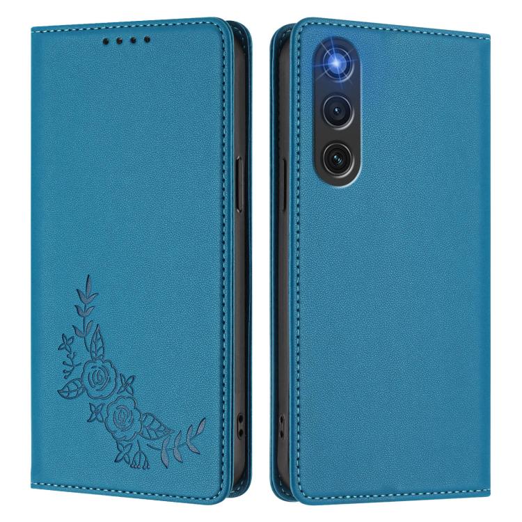 For ZTE nubia RedMagic 10 Air Peony Embossed Magnetic RFID Vegan Leather Phone Case