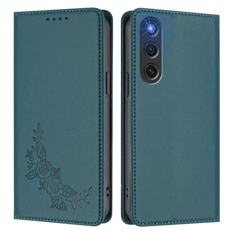 For ZTE nubia RedMagic 10 Air Peony Embossed Magnetic RFID Vegan Leather Phone Case