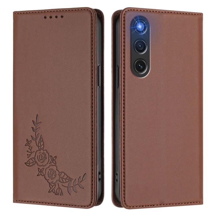 For ZTE nubia RedMagic 10 Air Peony Embossed Magnetic RFID Vegan Leather Phone Case