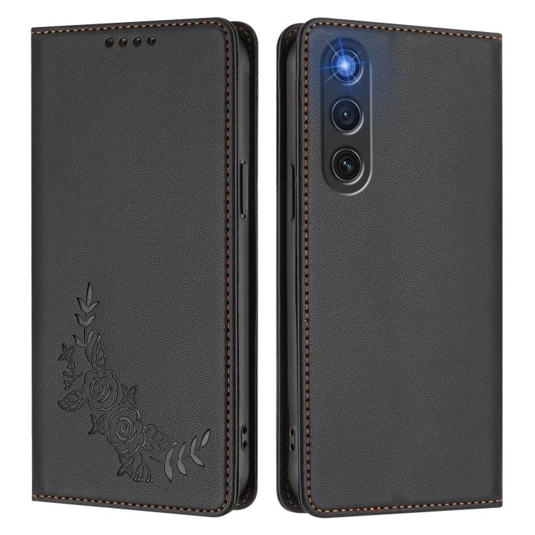 For ZTE nubia RedMagic 10 Air Peony Embossed Magnetic RFID Vegan Leather Phone Case