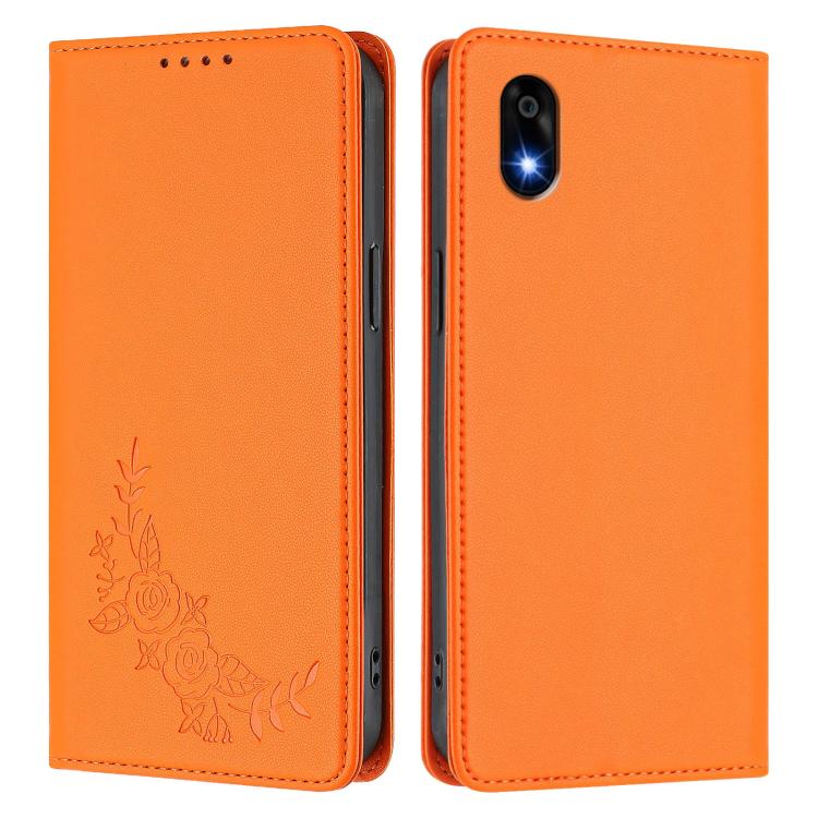 For ZTE Kantan Sumaho 4 A402ZT Peony Embossed Magnetic RFID Vegan Leather Phone Case