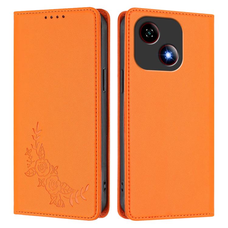 For ZTE Blade A35e 4G Peony Embossed Magnetic RFID Vegan Leather Phone Case