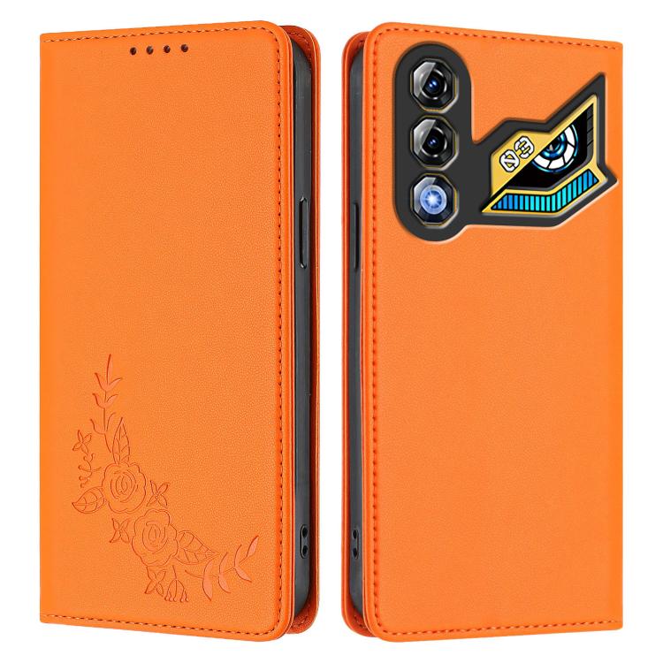For ZTE nubia Neo 3 GT 5G Peony Embossed Magnetic RFID Vegan Leather Phone Case