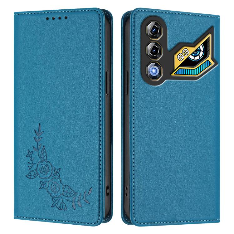 For ZTE nubia Neo 3 GT 5G Peony Embossed Magnetic RFID Vegan Leather Phone Case
